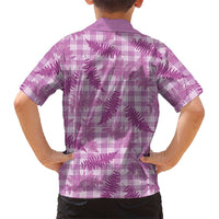 Pink Palaka Hawaii Palapalai Family Matching Off The Shoulder Long Sleeve Dress and Hawaiian Shirt Hawaiian Fern - Polynesian Pride