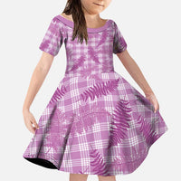 Pink Palaka Hawaii Palapalai Family Matching Off Shoulder Short Dress and Hawaiian Shirt Hawaiian Fern - Polynesian Pride