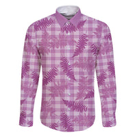 Pink Palaka Hawaii Palapalai Family Matching Off Shoulder Short Dress and Hawaiian Shirt Hawaiian Fern - Polynesian Pride