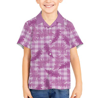 Pink Palaka Hawaii Palapalai Family Matching Off Shoulder Short Dress and Hawaiian Shirt Hawaiian Fern - Polynesian Pride