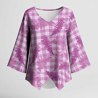 Pink Palaka Hawaii Palapalai Kimono Sleeve Blouse Hawaiian Fern LT14 Female Pink - Polynesian Pride