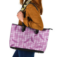 Pink Palaka Hawaii Palapalai Leather Tote Bag Hawaiian Fern LT14 Pink - Polynesian Pride