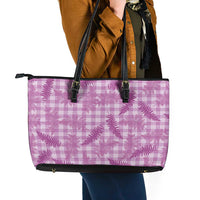 Pink Palaka Hawaii Palapalai Leather Tote Bag Hawaiian Fern LT14 - Polynesian Pride