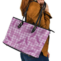 Pink Palaka Hawaii Palapalai Leather Tote Bag Hawaiian Fern LT14 - Polynesian Pride