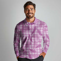 Pink Palaka Hawaii Palapalai Long Sleeve Polo Shirt Hawaiian Fern LT14 - Polynesian Pride
