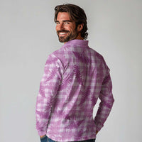 Pink Palaka Hawaii Palapalai Long Sleeve Polo Shirt Hawaiian Fern LT14 - Polynesian Pride