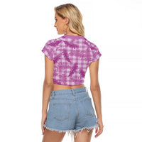 Pink Palaka Hawaii Palapalai Raglan Cropped T Shirt Hawaiian Fern LT14 - Polynesian Pride