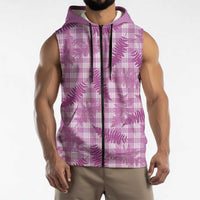 Pink Palaka Hawaii Palapalai Sleeveless Zip Hoodie Hawaiian Fern LT14 - Polynesian Pride