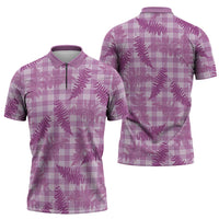 Pink Palaka Hawaii Palapalai Zipper Polo Shirt Hawaiian Fern LT14 - Polynesian Pride