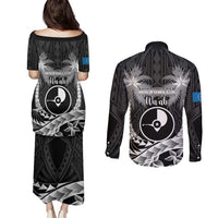 FSM Yap Day Couples Matching Puletasi and Long Sleeve Button Shirt 2025 Wa'ab Micronesia Black Color