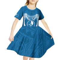 FSM Yap Day Kid Short Sleeve Dress 2025 Wa'ab Micronesia Flag Color