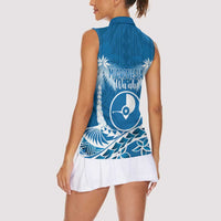 FSM Yap Day Women Sleeveless Polo Shirt 2025 Wa'ab Micronesia Flag Color