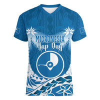 FSM Yap Day Women V-Neck T-Shirt 2025 Wa'ab Micronesia Flag Color