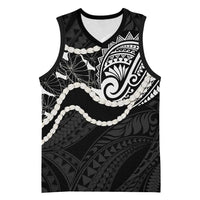 Aloha Hawaii Kalo Pikake Lei Basketball Jersey Chest Tattoo Black Hawaiian Pattern LT14 Unisex Black - Polynesian Pride