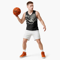 Aloha Hawaii Kalo Pikake Lei Basketball Jersey Chest Tattoo Black Hawaiian Pattern LT14 - Polynesian Pride