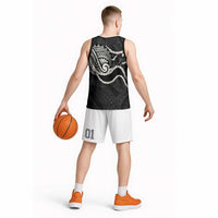 Aloha Hawaii Kalo Pikake Lei Basketball Jersey Chest Tattoo Black Hawaiian Pattern LT14 - Polynesian Pride