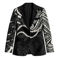Aloha Hawaii Kalo Pikake Lei Blazer Chest Tattoo Black Hawaiian Pattern LT14 Unisex Black - Polynesian Pride