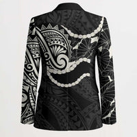 Aloha Hawaii Kalo Pikake Lei Blazer Chest Tattoo Black Hawaiian Pattern LT14 - Polynesian Pride
