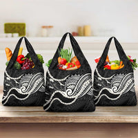 Aloha Hawaii Kalo Pikake Lei Grocery Bag Chest Tattoo Black Hawaiian Pattern LT14 3-pack One Size Black - Polynesian Pride