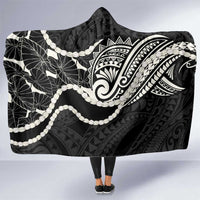 Aloha Hawaii Kalo Pikake Lei Hooded Blanket Chest Tattoo Black Hawaiian Pattern LT14 One Size Black - Polynesian Pride