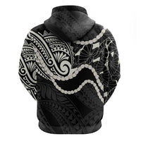 Aloha Hawaii Kalo Pikake Lei Hoodie Chest Tattoo Black Hawaiian Pattern LT14 - Polynesian Pride