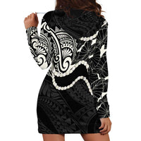 Aloha Hawaii Kalo Pikake Lei Hoodie Dress Chest Tattoo Black Hawaiian Pattern