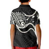 Aloha Hawaii Kalo Pikake Lei Kid Polo Shirt Chest Tattoo Black Hawaiian Pattern LT14 - Polynesian Pride