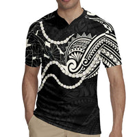 Aloha Hawaii Kalo Pikake Lei Rugby Jersey Chest Tattoo Black Hawaiian Pattern LT14 - Polynesian Pride