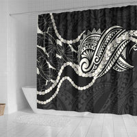Aloha Hawaii Kalo Pikake Lei Shower Curtain Chest Tattoo Black Hawaiian Pattern LT14 - Polynesian Pride