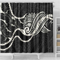 Aloha Hawaii Kalo Pikake Lei Shower Curtain Chest Tattoo Black Hawaiian Pattern LT14 - Polynesian Pride
