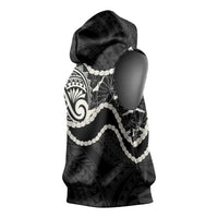 Aloha Hawaii Kalo Pikake Lei Sleeveless Hoodie Chest Tattoo Black Hawaiian Pattern LT14 - Polynesian Pride