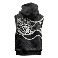 Aloha Hawaii Kalo Pikake Lei Sleeveless Zip Hoodie Chest Tattoo Black Hawaiian Pattern