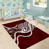 Aloha Hawaii Kalo Pikake Lei Area Rug Chest Tattoo Oxblood Hawaiian Pattern LT14 - Polynesian Pride