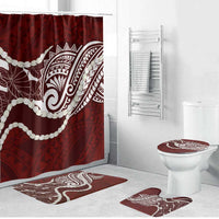 Aloha Hawaii Kalo Pikake Lei Bathroom Set Chest Tattoo Oxblood Hawaiian Pattern LT14 Bathroom Set (4 pcs) Oxblood - Polynesian Pride