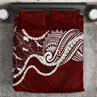 Aloha Hawaii Kalo Pikake Lei Bedding Set Chest Tattoo Oxblood Hawaiian Pattern LT14 Oxblood - Polynesian Pride