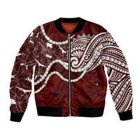 Aloha Hawaii Kalo Pikake Lei Bomber Jacket Chest Tattoo Oxblood Hawaiian Pattern LT14 Unisex Oxblood - Polynesian Pride