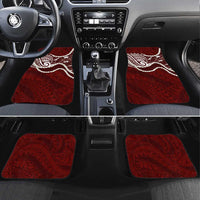 Aloha Hawaii Kalo Pikake Lei Car Mats Chest Tattoo Oxblood Hawaiian Pattern LT14 Set 4pcs Oxblood - Polynesian Pride