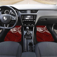 Aloha Hawaii Kalo Pikake Lei Car Mats Chest Tattoo Oxblood Hawaiian Pattern LT14 Set 2pcs - Front Oxblood - Polynesian Pride