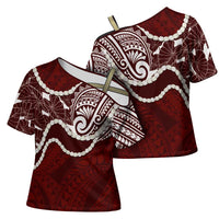 Aloha Hawaii Kalo Pikake Lei Cross Shoulder Shirt Chest Tattoo Oxblood Hawaiian Pattern LT14 - Polynesian Pride