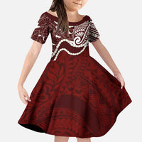 Aloha Hawaii Kalo Pikake Lei Family Matching Long Sleeve Bodycon Dress and Hawaiian Shirt Chest Tattoo Oxblood Hawaiian Pattern