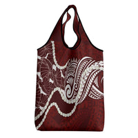 Aloha Hawaii Kalo Pikake Lei Grocery Bag Chest Tattoo Oxblood Hawaiian Pattern LT14 - Polynesian Pride