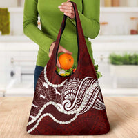 Aloha Hawaii Kalo Pikake Lei Grocery Bag Chest Tattoo Oxblood Hawaiian Pattern LT14 - Polynesian Pride
