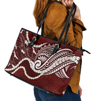 Aloha Hawaii Kalo Pikake Lei Leather Tote Bag Chest Tattoo Oxblood Hawaiian Pattern LT14 - Polynesian Pride