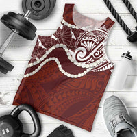 Aloha Hawaii Kalo Pikake Lei Men Tank Top Chest Tattoo Oxblood Hawaiian Pattern LT14 - Polynesian Pride