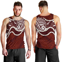 Aloha Hawaii Kalo Pikake Lei Men Tank Top Chest Tattoo Oxblood Hawaiian Pattern LT14 - Polynesian Pride