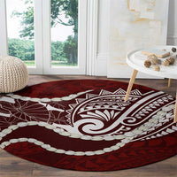 Aloha Hawaii Kalo Pikake Lei Round Carpet Chest Tattoo Oxblood Hawaiian Pattern LT14 - Polynesian Pride