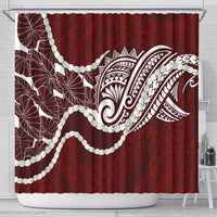 Aloha Hawaii Kalo Pikake Lei Shower Curtain Chest Tattoo Oxblood Hawaiian Pattern LT14 - Polynesian Pride