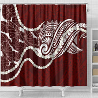 Aloha Hawaii Kalo Pikake Lei Shower Curtain Chest Tattoo Oxblood Hawaiian Pattern LT14 - Polynesian Pride