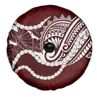 Aloha Hawaii Kalo Pikake Lei Spare Tire Cover Chest Tattoo Oxblood Hawaiian Pattern