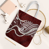 Aloha Hawaii Kalo Pikake Lei Tote Bag Chest Tattoo Oxblood Hawaiian Pattern LT14 White Strap One Size Oxblood - Polynesian Pride